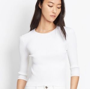 Vince Ribbed Elbow Sleeve Cropped Crew
